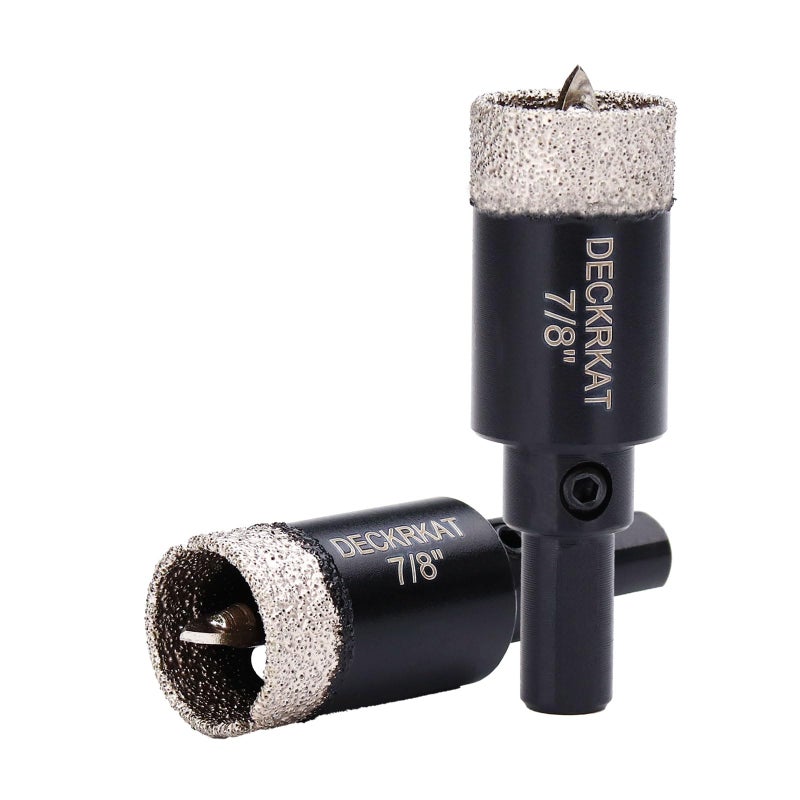 DECKRKAT 7/8 Inch Diamond Hole-Saw Bits with Pilot Drill Bit - 2pc 7/8"" Diamond Tipped Tile Hole Saws with Guiding Bit Accurate Drilling for Porcelain Tile Ceramic Pottery Granite Stone Glass Bottles 22mm - Image 1